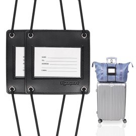 Vigorport Luggage Straps, Bag Bungee for Luggage, High Elastic Travel Belt Add a Bag Luggage Strap for Suitcases Adjustable Strap with ID Tags (2 X Black, Normal)