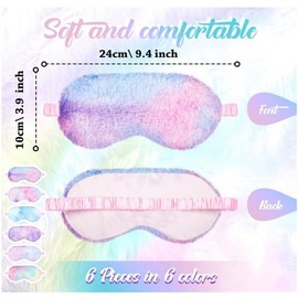 SKTMH 6 Pcs Plush Eye Mask Plush Sleep Mask Plush Sleeping Eye Covers Bedding Eye Mask Furry Mask Unicorn Sleep Mask Rainbow Sleep Mask Furry Eye Blindfold Faux Fur Eye Shade Sleep Mask Eye Masks for Sleeping Eye Mask Sleeping Mask Sleepover Party Suppli