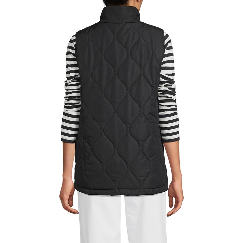 Lands' End Womens FeatherFree Onion Quilted Insulated Vest Black Regular