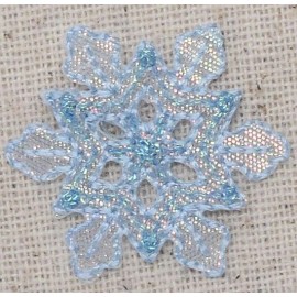 Wholesale Applique Snowflake Blue Iridescent Christmas Iron on Patch