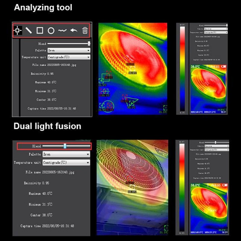 Infrared Thermal Camera Temperature Imaging Device Visible Light Imager Detector