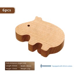 Pack of 6 Wooden Animal Cabinet Knobs, Wooden Knobs with Animal Motifs, Wooden Handles for Cabinets, Animal Shape Furniture Knobs Children with Screws, Knob for Children's Cabinet, Furniture Knob for