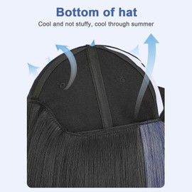 ZASCHMOY Hat with Hair, Baseball Cap with Hair Extensions, Short Straight Hair Wig with Cap, Synthetic Fibre Hat Wigs for Women (Dark Brown)