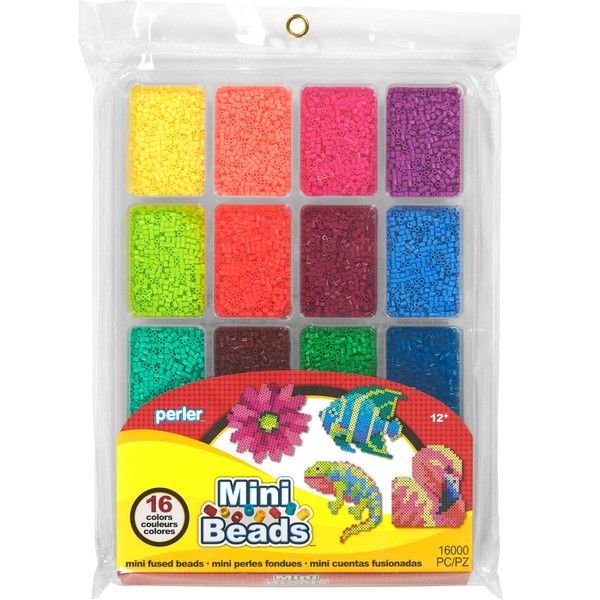 Perler Beads Multicolor Assorted Mini Beads Tray for Kids Crafts, 16000 pcs
