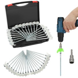 20 Pack 8" Heavy Duty Tent Stakes Screws- Glow in The Dark Metal Tent Stakes-Drill in Style Ground Anchor Screw in Pegs for Camping Patio Garden Awning Canopy Grassland, Comes with Hexagon Head Drive