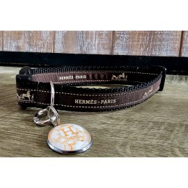 Handmade Elegant dog collar, collar for doge, luxury collar for dog with removable tag SM