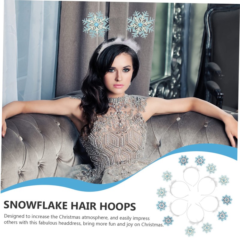 TOVINANNA 6pcs Snowflake Glitter Powder Hairbands for Xmas Parties Lovely