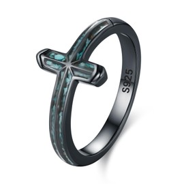 TwoAnts Cross Ring for Men 925 Sterling Silver Western Turquoise Cross Ring Christian Jewelry Gift for Women, 9#