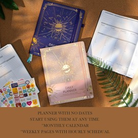 Ospelelf Undated Daily Planner Weekly Monthly Hourly Planners 12 Months Productivity Aesthetic Journey 8.5" x 11" Dark Purple