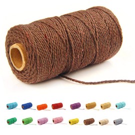 (109 Yards/1.5mm/35 Colors Optional) 109 DIY Macrame Cord Craft Macramé Cotton Baker Twine Craft Making Knitting String Rope DIY Wedding Decor Supply Christmas Wrapping(Coffee)