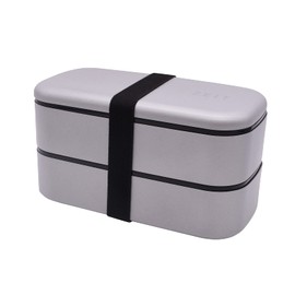 Mitani C17605 Yamanaka Lacquerware, Yamanaka Lacquerware, Bento Box, 2 Tiers, Antibacterial, Approx. 33.8 fl oz (1,000 ml), ZEIT Silver, Made in Japan