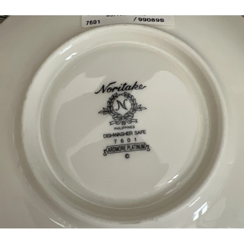 Noritake Ardmore Platinum 7601 Footed Cup and Saucer Set Retired