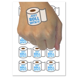 Just Roll with it Toilet Paper Temporary Tattoo Water Resistant Fake Body Art Set Collection - 15 2" Tattoos (1 Sheet)