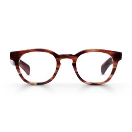 eyebobs Total Wit | Premium Reading Glasses for Men and Women | Round Frame for Average Faces | Brown Pattern, 2.00
