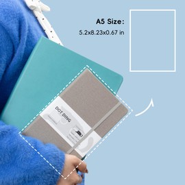 Hopesky Bullet Dotted Journal, A5 Dotted Notebook, 160 Pages, Leather Soft Cover, Elastic Closure, Ribbon Bookmark, 100 GSM Paper, Inner Pocket, 5.0" x 8.2"(Gray)