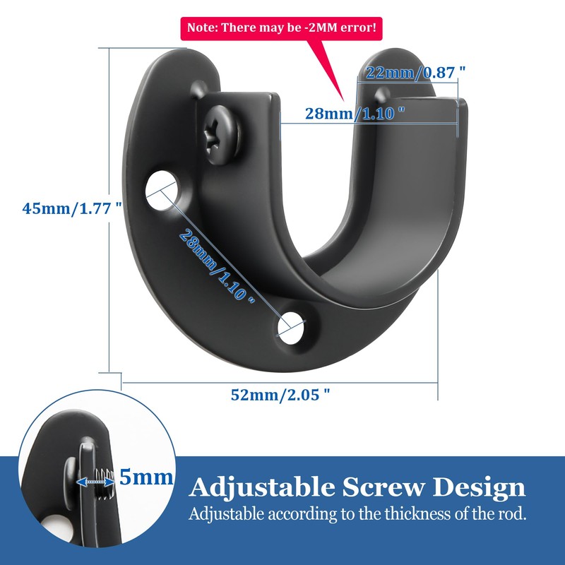 Sayayo Wardrobe Bracket Heavy Duty Stainless Steel Shower Rod Holder