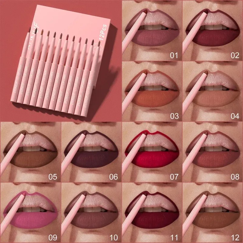 Set De 12 Labiales Mate Aterciopelados Duraderos D G