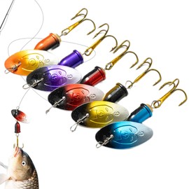 Fishing Lures Spinner Baits, Colorful Sequin Hard Metal Spinner Baits Kit, Fishing Accessories, 360 Degree Rotation Swimbait Jig Lure for Bass Trout Salmon