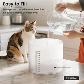 Dexmary Cat Water Fountain Cordless, 4000mAh Battery Operated, 2.2 L/77 oz Cat Fountains for Drinking, Wireless Water Fountains for Cats Indoor, Pet Water Fountain with Sensor, Multi-Filtration