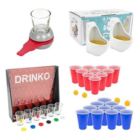 Fairly Odd Novelties Party Extravaganza: Drinko Drinking Game, Spinning Bottle Shot Glass, Urinal Shot Glasses Set, and Beer Pong Box - Ultimate Party Bundle