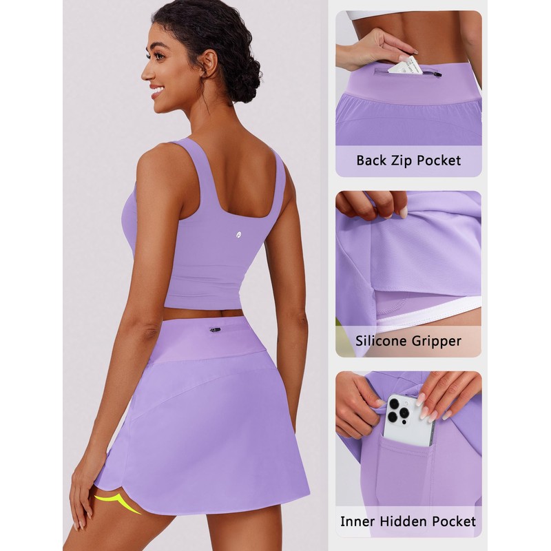 PINSPARK Golf Skirt Silicone Grippers Skorts for Women with Pockets