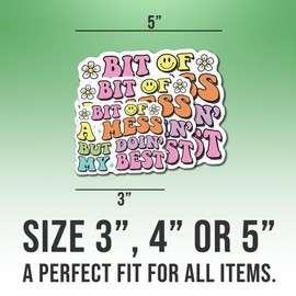 Mental Health Sticker Mental Health Gift Awareness Bit of A Mess But Doing My Best Vinyl Stickers Weather-Resistant Stickers for Water Bottles Laptop Phone Wall Window Car 3"