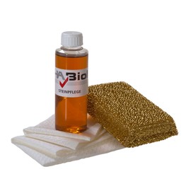 HABiol Stone Care Set Premium with Stone Oil Care Oil for Stone, Oil Suction Cloths and Sanding Sponge, Stone Care