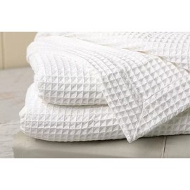 Star Linen USA Santa Grace Honeycomb Thermal Waffle Blankets Bed/Sofa/Couch Throws 100% Cotton - Queen, White