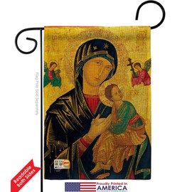 Faith Our Lady of Perpetual Help Garden Flag Set with Stand Religious Hope Grace Peace Dove Christian Religion Easter Small Decorative Gift Yard House Banner Double-Sided Made In USA 13 X 18.5