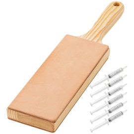 Angerstone Oversize Double Sided Leather Strop for Knife Sharpening with 6 Diamond Polishing Compounds - Cowhide Stropping Kit with Stropping Compounds, Knife Strop Block Stropping Leather