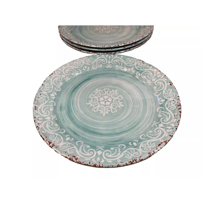 Cynthia Rowley Melamine Dinner Plates Blue Medallion Swirl Cynthia Rowley
