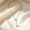 FILMOON Fish Lariat Necklace for Women Two Tone Irregular Circle