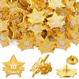 Remuuly 36 Pcs Year Service Award Star Lapel Pins Year of Service Award Lapel Pin Reward Star Pins for Long Standing Employees Volunteers(10 Year)