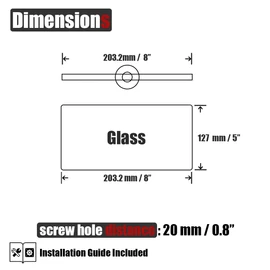 JQK Bathroom Glass Shelf Gold, Tempered Glass Shower Storage 8 by 5 inches, 304 Stainless Steel Brushed Gold Wall Mount 2 Pack, TGS101L8-BG-P2