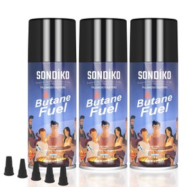 Sondiko Sondiko Butane Refill, 175 ml, Butane Fuel Refill, Lighter Fluid Refill Canister, Butane Refill for Torch Lighter, Butane Torch, Kitchen Blow Torch(3 Can)