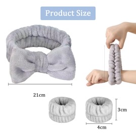 Lxtness Spa Bowknot Headband Women, Coral Fleece Makeup Hair Bands Elastic, Hair Accessories for Washing Face, Hairband, Wrist Sweatband, Cosmetic Headband
