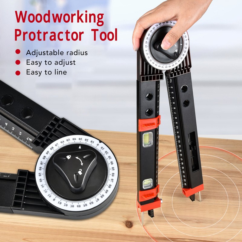 Woodworking Protractor Tool with Spirit Level Gauge Angle Finder Protractor