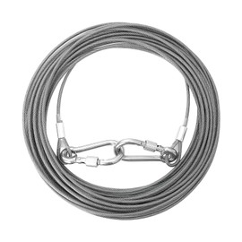 Dog Tie Out Cable 15FT Dog Runner for Stainless Steel Wire Dog Cable with Durable Superior Clips Gray Dog Chains for Outside Dog Lead for Large Dogs Up to 80 lbs