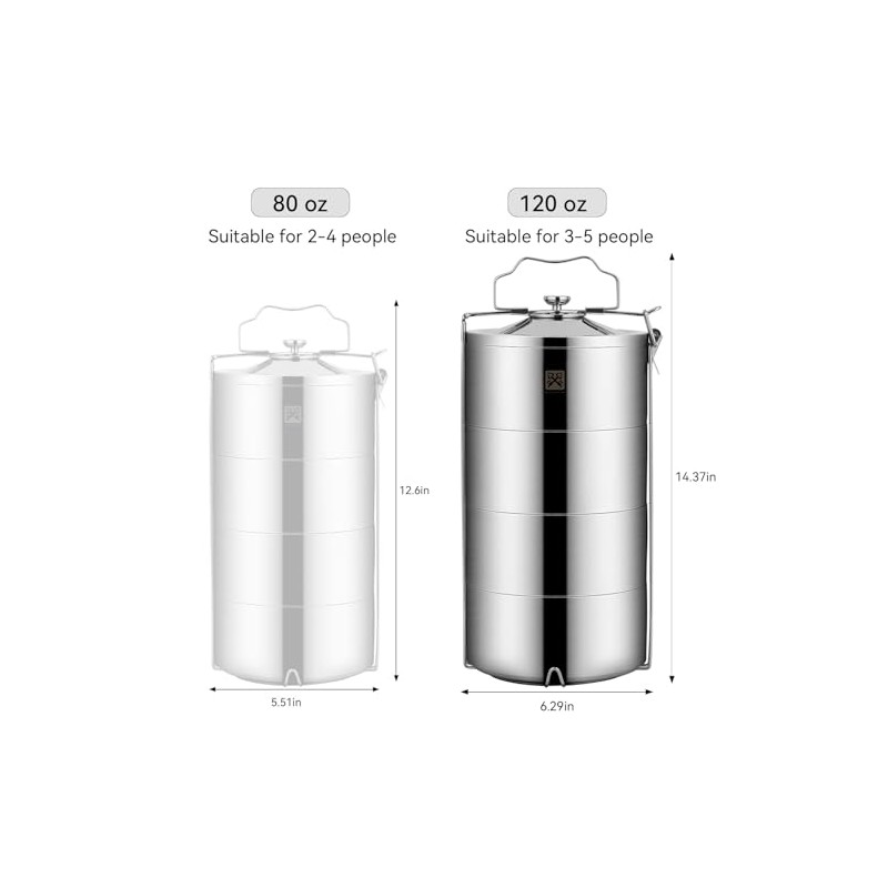 GOLDEN KEY 120 oz Stainless Steel Stackable Lunch Box for