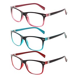 Kerecsen 3 Pack Lesebrille Damen Federscharniere Gute Brillen Hochwertig Rechteckig Komfortabel Frauen Lesehilfe (1.0, 3 Farbe Mischen)
