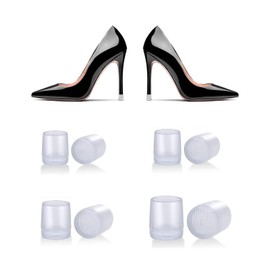 BPTRKOM 8 Pairs of Sole Protectors, Heel Pads, Transparent Rubber Floor Caps Protectors Covers, High Heels Repair for Daily Use, Wedding, Formal Occasions (Transparent)