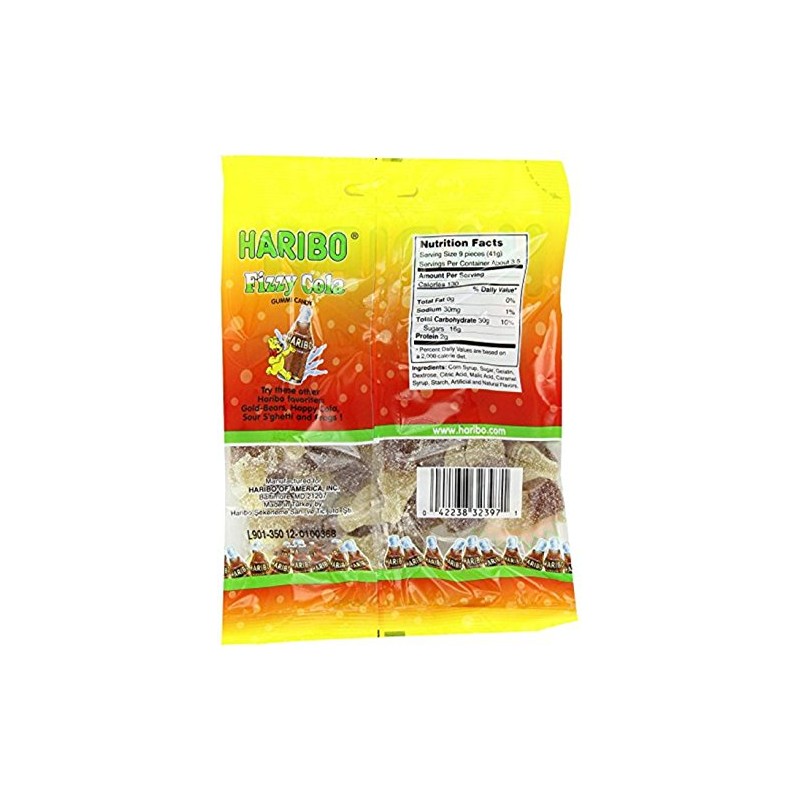 Haribo Gummi Candy, Fizzy Cola, 5 Ounce