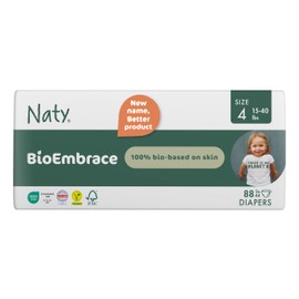Naty BioEmbrace Baby Diapers Size 4 (15–40 lbs) | 100% Biobased on Skin | Plant-Based Softness | Dermatologically Tested, Super Absorbent | 88 Count