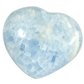 dssmboom Natural Blue Celestite Crystal Heart Ornament for Desktop Display and Collection, Polished Love Heart Celestite Stone Meditation Home Decoration, 1.97"-2.36"