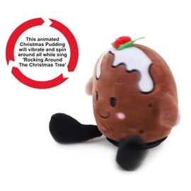 Toyland® 16cm Animated Christmas Character - Singing & Spinning Feature - Novelty Toys/Decoration (Pudding)