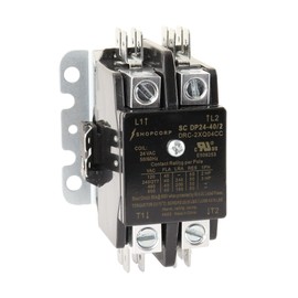 Shopcorp 40A 2-Pole NO 24 VAC Definite Purpose Magnetic Contactor - HVAC, Lighting & Refrigeration, 24 VAC Coil, Motor Load 40A, Air Conditioner & Heat Pump