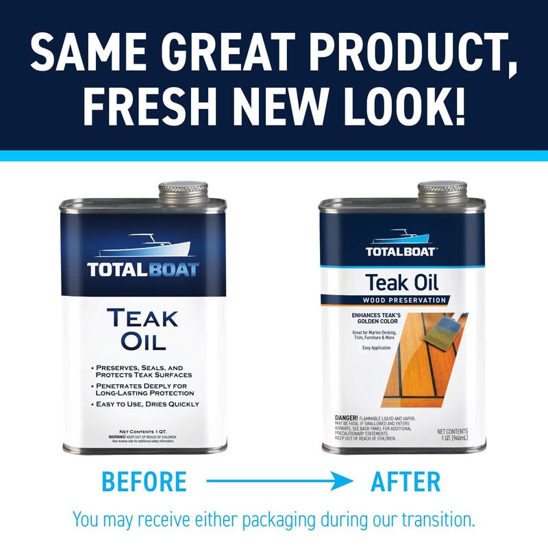 TotalBoat Marine-Grade Teak Oil Wood Sealer for Boats and Furniture