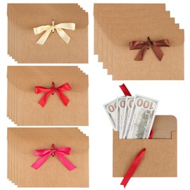 20 Pcs Envelopes with Ribbon, Brown Kraft Paper Envelopes, Vintage Bow Envelopes, Money Envelopes for Invitations, Greeting Cards, Festival Cards (17 x 12.3cm)