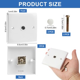 TV Aerial Socket Coax Wall Faceplate TV FM Coaxial Aerial Wall Socket Plate Outlet 50 60HZ Junction Flame Retardant Materials for Reliable FM Radio Connections(White Single)