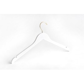 ROYAL HANGERS Luxury White Wooden Clothes Hangers with Gold Hook - Pack of 50